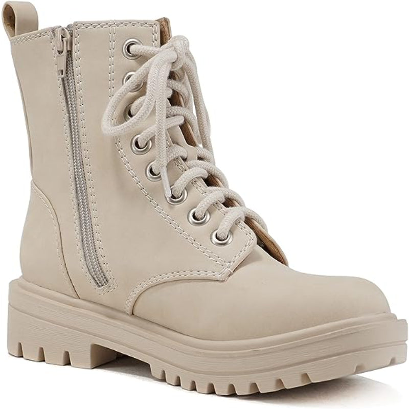Lace Up Side Zipper Boots